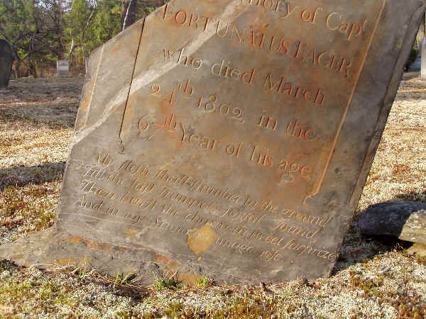 photo of a memorial stone for Captain Fortunatus Eager